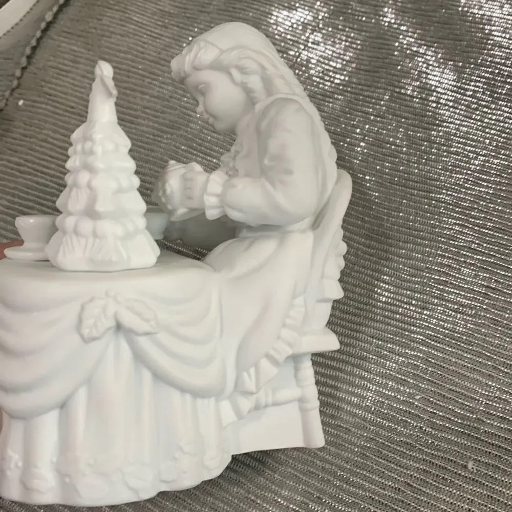 Department 56 Winter Silhouette White Porcelain‎ Figures Christmas Tea Set Of 3